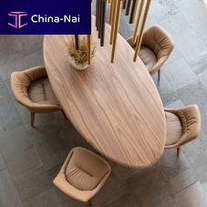 Contemporary dining table PEGASO SAGOMATO walnutoakpainted metal base
