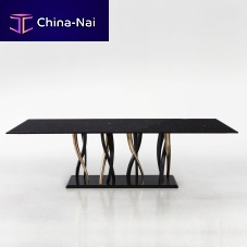 Contemporary table IL PEZZO 8marblebrass baserectangular