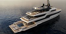 Cruising mega-yacht 50raised pilothousesteelwith swimming pool