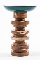 Contemporary side table VERDIGRISwoodencopperround