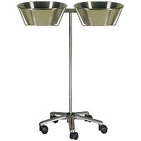 Double bin surgical basin stand H48.2trolley-mountedstainless steel