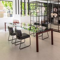 Contemporary table VENTIQUATTROglasssteel baserectangular