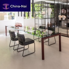 Contemporary table VENTIQUATTROglasssteel baserectangular
