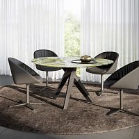 Contemporary table TRILOPEnatural stoneoak baseround