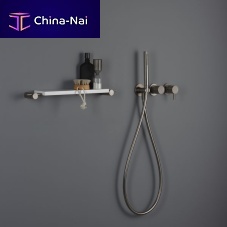 Double-handle shower mixer tap PR52GF201IXwall-mountedbuilt-inbrushed brass