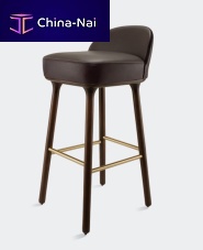 Contemporary bar stool BEETLEYoak basewalnut baseupholstered