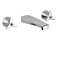 Double-handle washbasin mixer tap 4519wall-mountedchromed metalbathroom