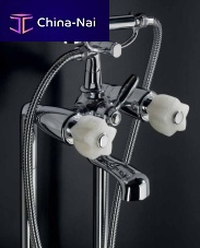 Double-handle shower mixer tap HERMITAGEwall-mountedmetalindoor