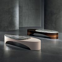 Contemporary coffee table GREGGmarbleebony baseoval