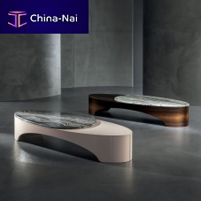 Contemporary coffee table GREGGmarbleebony baseoval