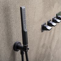 Rectangular hand shower B00910chromed metalcontemporarysilver-colored