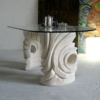 Contemporary table NIAGARAcrystalstone baseoval