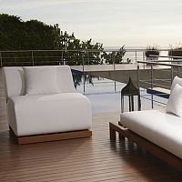 Contemporary fireside chair TRIMMER Sunbrella®acrylic fabricwater-resistant fabric