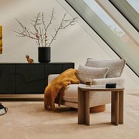 Contemporary side table SURFSIDEsolid woodashash base