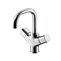 Double-handle washbasin mixer tap B0727deck mountedchromed metalbathroom