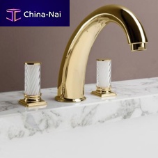 Double-handle washbasin mixer tap FORTUNY 000RBFN041CRcountertopgold-plated brassbathroom