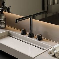 Double-handle washbasin mixer tap FLAMINGO W3.Fcountertopstainless steelbathroom