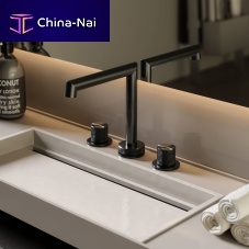 Double-handle washbasin mixer tap FLAMINGO W3.Fcountertopstainless steelbathroom