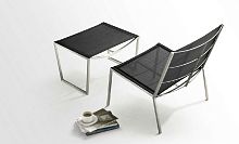 Contemporary armchair TTmeshstainless steelwith footrest