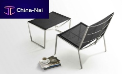 Contemporary armchair TTmeshstainless steelwith footrest