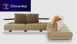Corner sofa AVEDONcontemporaryleatherbeige