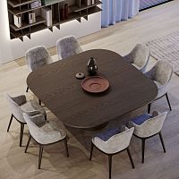 Contemporary dining table MR. BIGoakoak baselacquered metal base