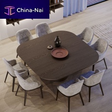 Contemporary dining table MR. BIGoakoak baselacquered metal base