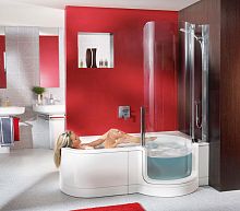 Other shapes bathtub-shower combination TWINLINE: 1built-inwalk-incomposite