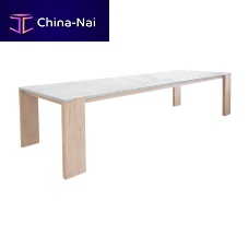 Contemporary table PLATEAUmarbleteak baserectangular