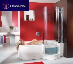 Other shapes bathtub-shower combination TWINLINE: 1built-inwalk-incomposite