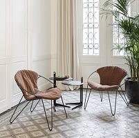 Contemporary armchair WIRE LOWfabricmetalcushion