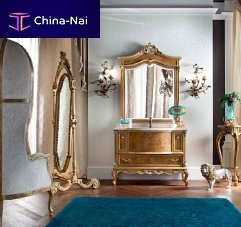 Wall-hung washbasin cabinet CASANOVA woodenclassicwith mirror