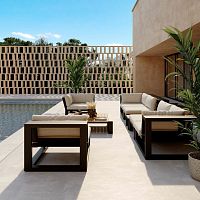 Contemporary armchair RIBBONfabricaluminumwith removable cushion