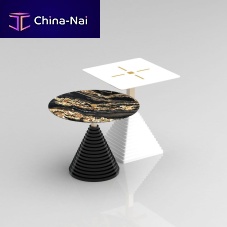 Contemporary side table KOSMOSglassporcelain stonewaresteel base