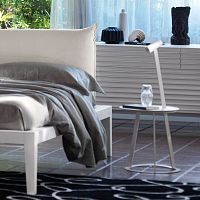 Contemporary side table Albino Torciawalnutlacquered MDFmetal base