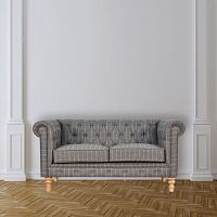 Chesterfield sofa PEWTER TWEEDfabricgraysolid wood