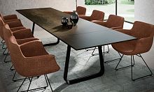 Contemporary dining table CURVEceramicstainless steel baserectangular