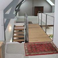 Wooden walkway steelglassinterior