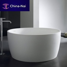 Round bathtub PG11360free-standingstone resinwhite