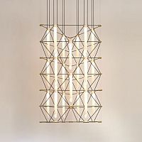 Contemporary chandelier TRIO MOZAIKlacquered steelbrushed brassfabric