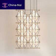 Contemporary chandelier TRIO MOZAIKlacquered steelbrushed brassfabric
