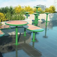 Contemporary dining table Nordhavnlarchpowder-coated steel baseround