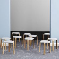 Contemporary stool TAPoakwalnutupholstered