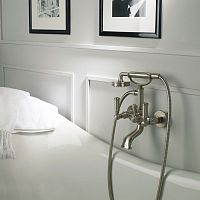 Double-handle shower mixer tap Z001103for bathtubwall-mountedchrome-plated brass