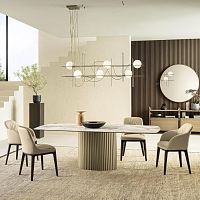 Contemporary dining table ENEAwoodenceramicpainted metal base