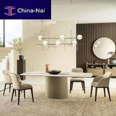 Contemporary dining table ENEAwoodenceramicpainted metal base