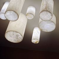 Contemporary ceiling light DOMINOroundalabasterLED