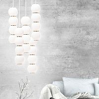 Contemporary chandelier PEARLS 5glassbrassLED