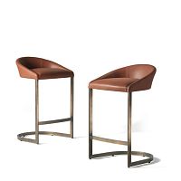 Contemporary bar stool SIGNleathervelvetsteel base