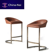 Contemporary bar stool SIGNleathervelvetsteel base